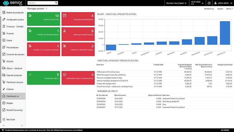 dashboard manager proiect sistem erp software romania