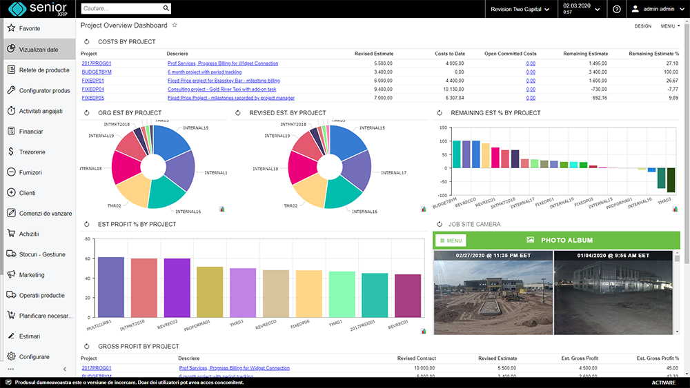 erp constructii modul management proiecte crm wms screenshot aplicatie sistem romanesc